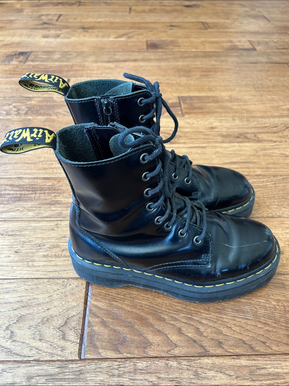 Dr. Martens Docs Jadon Smooth Leather Platform Boots Black Womens Size 8